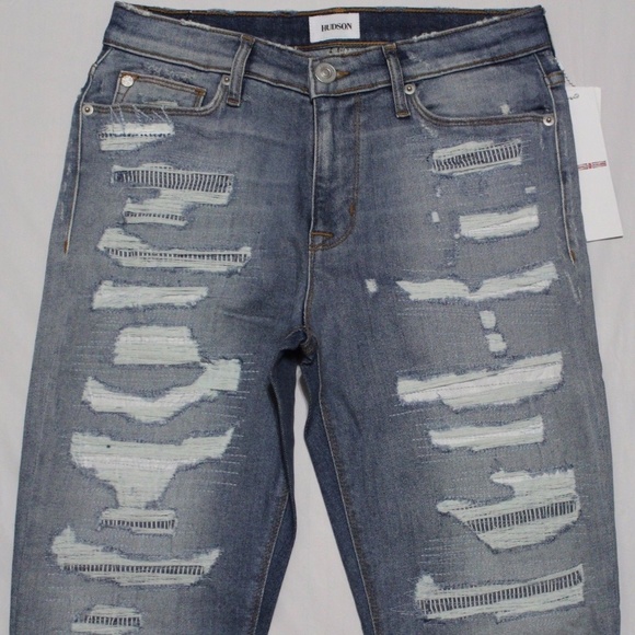 $265 HUDSON NICO SOUTHPAW SHREDDED SKINNY JEANS - Picture 1 of 7